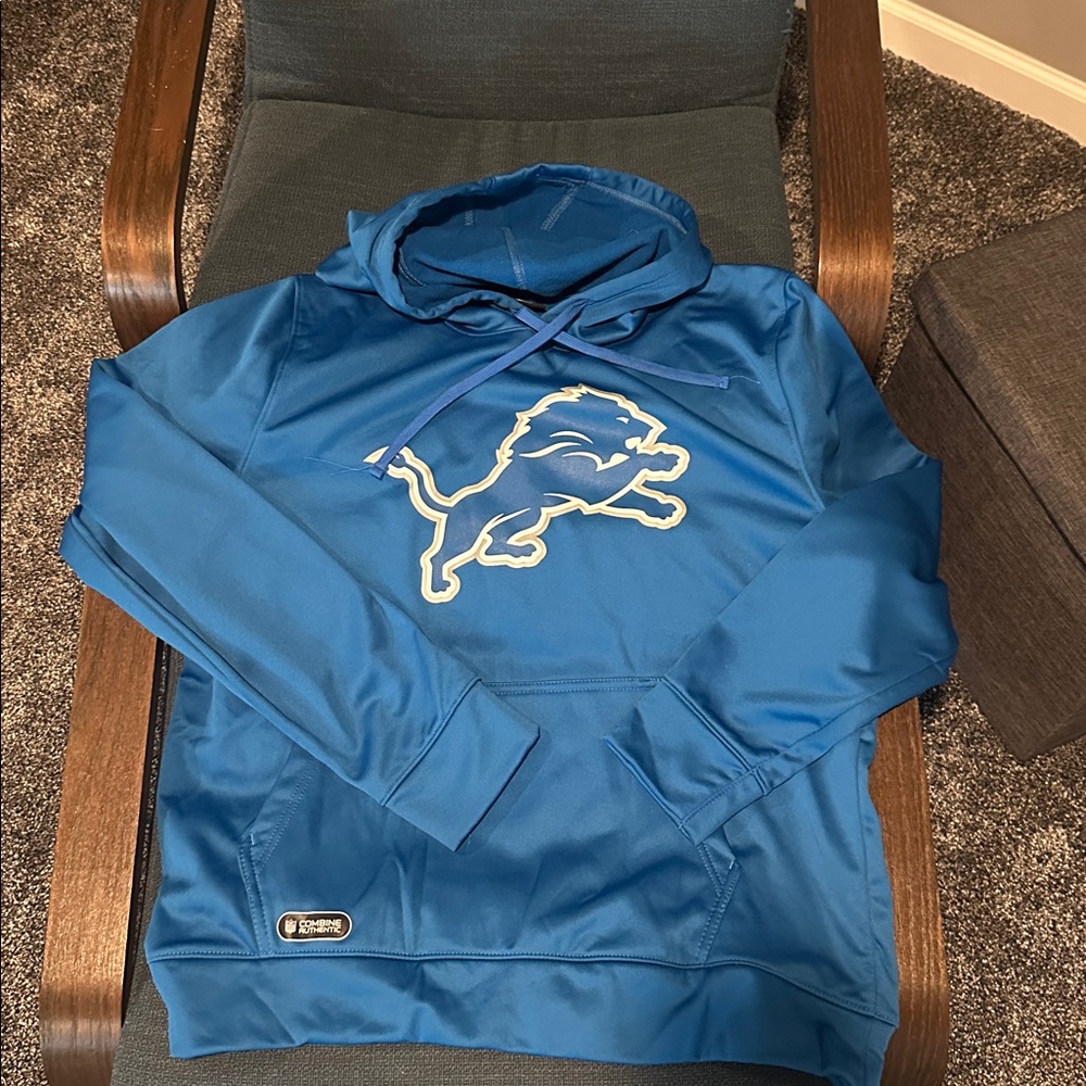 Blue Fleece-lined Hoodie/Lion Logo. NFL Combine Authentic. excellent condition.